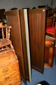 A STAINED MAHOGANY FOUR FOLD SCREEN, width 240cm x height 176cm