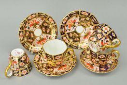 ROYAL CROWN DERBY IMARI CUPS AND SAUCERS, '2451' pattern to include four cups, three saucers and