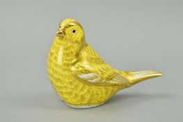 A ROYAL CROWN DERBY PAPERWEIGHT 'Canary', silver stopper (seconds)