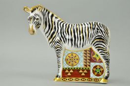 A ROYAL CROWN DERBY PAPERWEIGHT 'Zebra' with silver stopper (seconds)