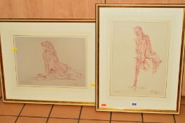 A PAIR OF PASTEL NUDE STUDIES 'WATER SPRITE' AND 'ALISON', indistinctly signed, both mounted, framed