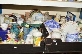 FIVE BOXES AND LOOSE CERAMICS, etc to include Spode, Wedgwood, Beswick, Portmeirion etc