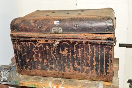 A VINTAGE TIN TRUNK AND A BROTHER PRINTER