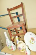 RADFORD POTTERY, to include cruet items, vases, etc and a painted wooden child's chair