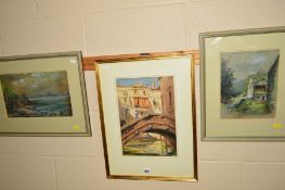 VERNON WARD (1905-1985), a Venetian scene, signed and dated 1925 bottom left, mounted, framed and
