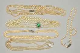A SELECTION OF MAINLY IMITATION PEARL NECKLACES to include single row cultured pearl necklace,