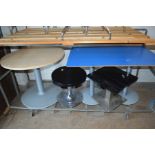 A MODERN CIRCULAR BEEC TOPPED TABLE on a Allermuir style chrome base, diameter 90cm x height 73cm,
