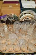 TWO BOXES OF CUT GLASS COLLECTORS PLATES etc