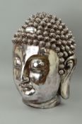 A LARGE BUDDHA HEAD SCULPTURE, approximate height 42cm