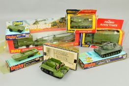 A QUANTITY OF BOXED DINKY TOYS MILITARY ITEMS, Commando Squad Set, No.303, Foden Army Truck, No.668,