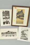 GIHACHIRO OKUYAMA (JAPANESE 1907-1981), four woodblock prints 'Rice Planting', 'Goby Fishing Boats',