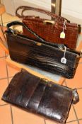 THREE VINTAGE CROCODILE HANDBAGS