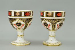 TWO ROYAL CROWN DERBY IMARI GOBLETS, '1128' pattern, heights 12cm (one with hairline) (2)