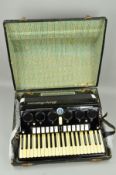 A PAOLO SOPRANI PIANO ACCORDION, with 120 buttons, 41 treble keys, finished in black, with a carry