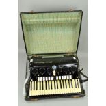 A PAOLO SOPRANI PIANO ACCORDION, with 120 buttons, 41 treble keys, finished in black, with a carry