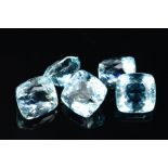 FIVE CUSHION CUT AQUAMARINES, measuring on average 11.3mm in diameter (each), total weight 36.