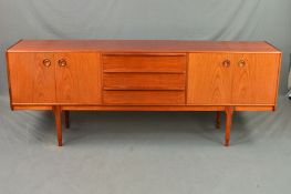 MCINTOSH & CO, a 7ft stained teak sideboard, flanked by two double cupboard doors and three