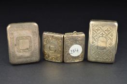 THREE 19TH CENTURY SILVER RECTANGULAR VINAIGRETTES, comprising a George III example with Greek Key