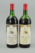 TWO MAGNUMS OF CHATEAU MOUTON BARONNE PHILIPPE PAUILLAC 1978, fill levels low and high shoulder,