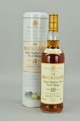 A BOTTLE OF THE MACALLAN SINGLE HIGHLAND MALT SCOTCH WHISKY, 10 years old, 40% vol, 70cl, fill level