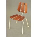 AN INDUSTRIAL MID 20TH CENTURY MODERNIST WHITE PAINTED METAL SKELETON FRAME CHILD'S SCHOOL CHAIR