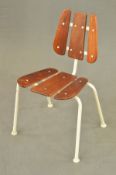 AN INDUSTRIAL MID 20TH CENTURY MODERNIST WHITE PAINTED METAL SKELETON FRAME CHILD'S SCHOOL CHAIR