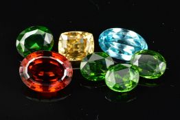 A COLLECTION OF ZIRCON GEMSTONES, to include various cuts and sizes from 0.60ct - 11.25ct, colours