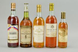 FIVE BOTTLES OF FRENCH WHITE WINE FROM BORDEAUX, comprising a bottle of Chateau Lafaurie-Peyraguey