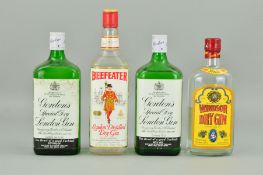FOUR BOTTLES OF GIN, to include two Gordon Special Dry London Gin, a bottle of Beefeater Gin and a