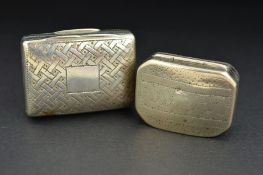 A GEORGE III SILVER VINAIGRETTE, of curved and canted rectangular form, with pin prick decoration,