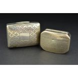 A GEORGE III SILVER VINAIGRETTE, of curved and canted rectangular form, with pin prick decoration,