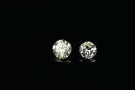 TWO MODERN BRILLIANT CUT DIAMONDS, first 0.29ct, colour assessed as G-H, clarity I1, second 0.