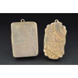 A VICTORIAN SILVER VINAIGRETTE, of rectangular form, engraved in the aesthetic taste, the hinged