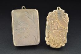 A VICTORIAN SILVER VINAIGRETTE, of rectangular form, engraved in the aesthetic taste, the hinged