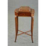 A GEORGE III ROSEWOOD AND INLAID WORK TABLE, of shaped octagonal form, with Greek Key inlaid