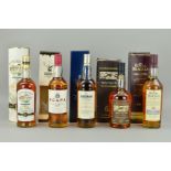 FIVE BOTTLES OF SINGLE MALT, comprising a bottle of Bowmore Mariner Islay Single Malt Scotch Whisky,