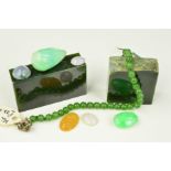 A COLLECTION OF JADEITE AND NEPHRITE JADE, mixed colours to include pale green, brownish yellow,