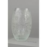 LALIQUE, a Bucolique Dandelion vase, impressed decoration to the swollen sleeve shaped body,