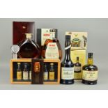 FOUR BOTTLES OF SPIRITS, comprising a bottle of Hine 'Homage to Thomas Hine' Grand Cru Fine