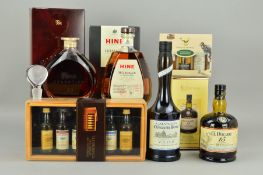 FOUR BOTTLES OF SPIRITS, comprising a bottle of Hine 'Homage to Thomas Hine' Grand Cru Fine