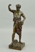 AFTER E. PICAULT, a bronze figure of a classical male, titled to the base 'Gloire et Fortune' and '