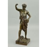 AFTER E. PICAULT, a bronze figure of a classical male, titled to the base 'Gloire et Fortune' and '