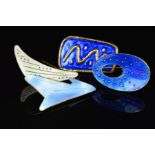 FOUR NORWEGIAN ENAMEL BROOCHES BY OYSTEIN BALLE, the first of oval outline, with star shapes to