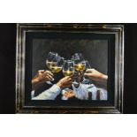 FABIAN PEREZ (ARGENTINIAN 1967), 'For a Better Life II - With White Wine', six wine glasses raised