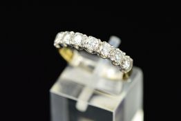A LATE 20TH CENTURY 18CT GOLD DIAMOND HALF ETERNITY RING, estimated total diamond weight
