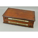ADVERTISING INTEREST, a Victorian walnut and ebonised counter top chest of two drawers, each