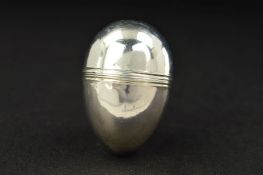 A GEORGE III SILVER NUTMEG GRATER, of plain egg form, maker Samuel Meriton II, all other hallmarks