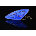 A NORWEGIAN ENAMEL BROOCH BY O.F. HJORTDAHL, of curved triangular outline with applied line and