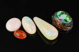 MIXED OPAL COLLECTION, to include a Mexican fire opal measuring 9.6mm x 6.2mm, weighing 1.20ct, a