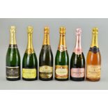 SIX BOTTLES OF CHAMPAGNE, comprising a bottle of Bruno Paillard, a bottle of Mercier demi-sec, a